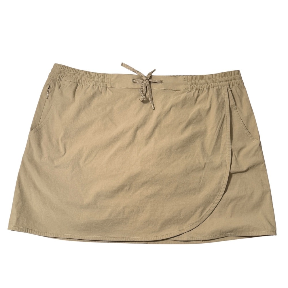 Eddie Bauer Womens XL Khaki Wrap Front Skort Active Hiking Travel Elastic Waist